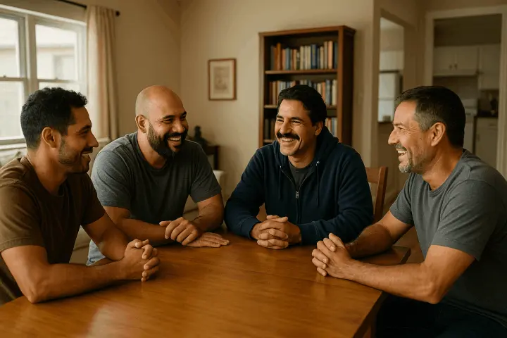 Latino men fellowshipping